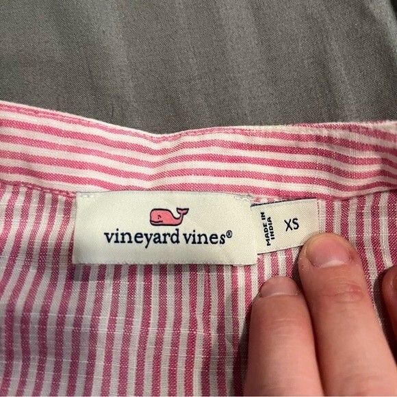 Vineyard Vines Pink & White Easy Striped Savannah Popover Top Size XS - Picture 6 of 13
